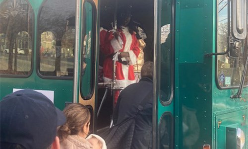 Holiday trolley with Santa